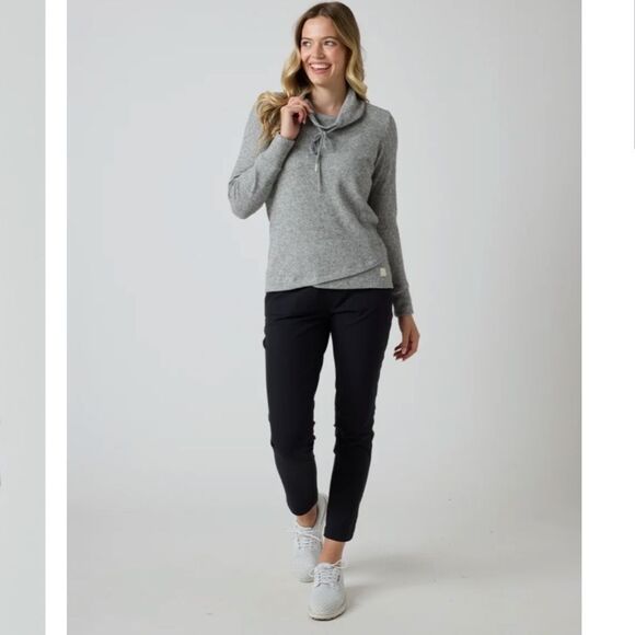 Straight Down Misty Top Sweater Grey Size S long sleeve waffle - Picture 2 of 10